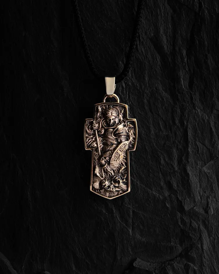 Krzyż ARCHANGEL MICHAEL (żółte złoto) 4