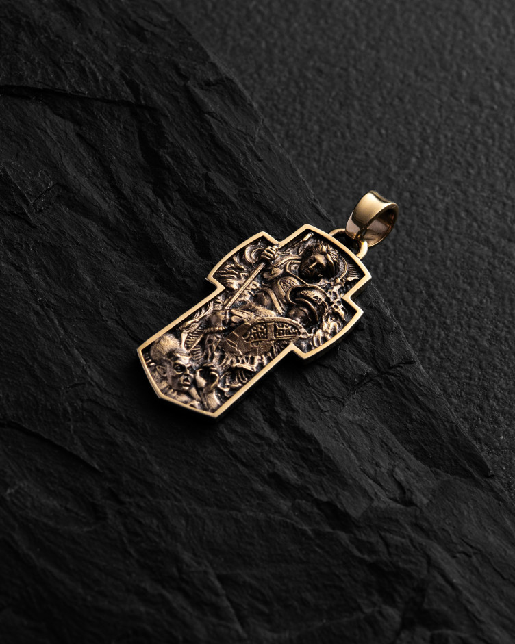 Krzyż ARCHANGEL MICHAEL (żółte złoto) 4