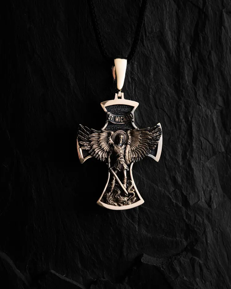 Krzyż ST. ARCHANGEL MICHAEL (żółte złoto) 4