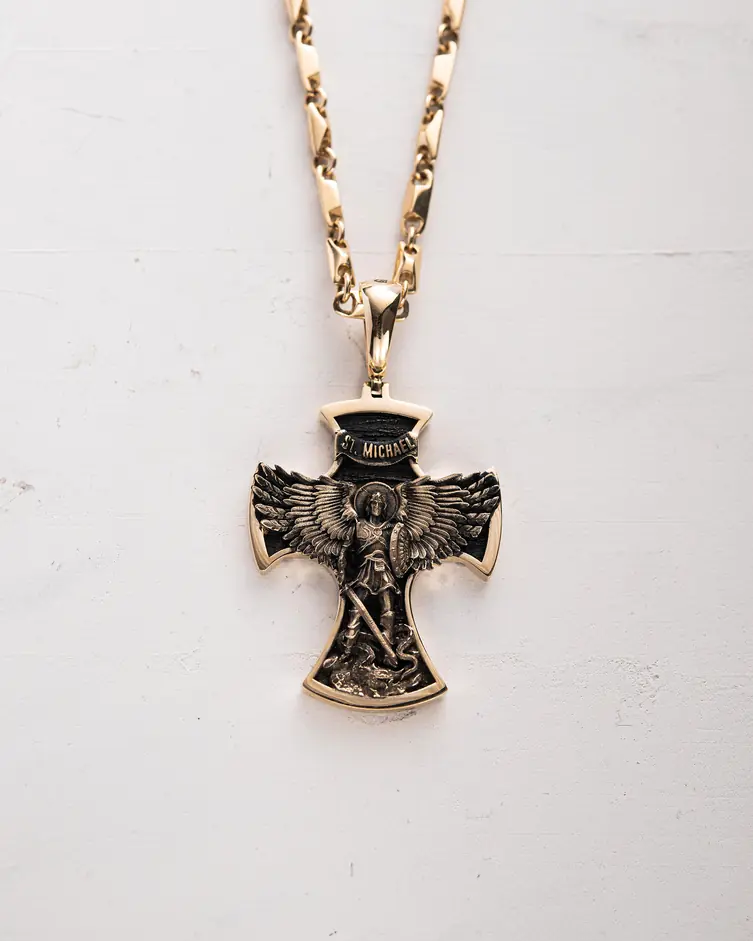 Krzyż ST. ARCHANGEL MICHAEL (żółte złoto)