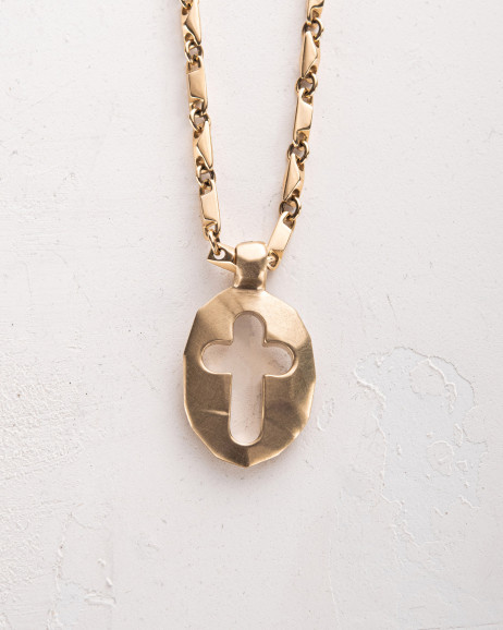 Wisiorek – krzyż TARCZA WIARY (żółte złoto) 3