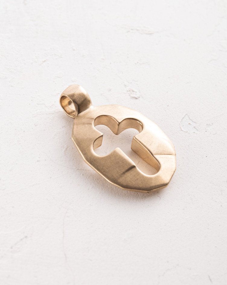 Wisiorek – krzyż TARCZA WIARY (żółte złoto) 4