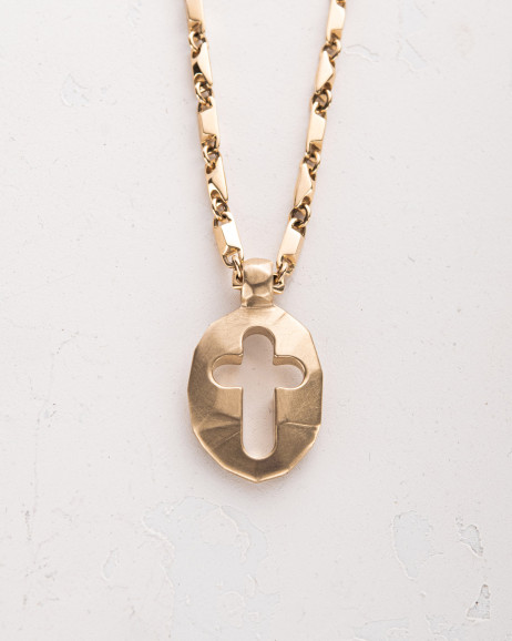 Wisiorek – krzyż TARCZA WIARY (żółte złoto) 5