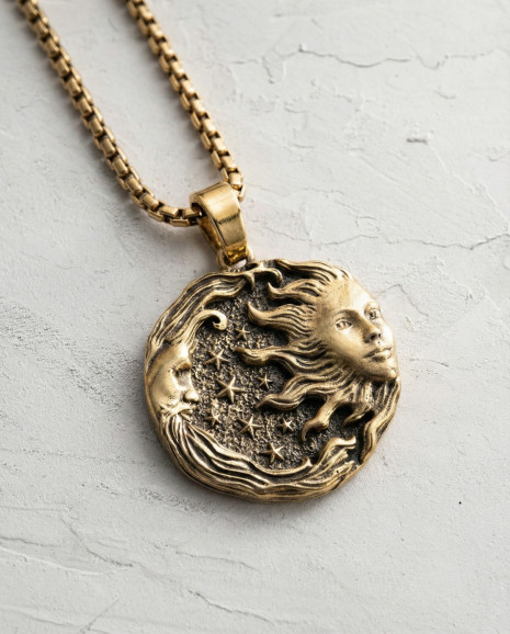 Wisiorek SŁOŃCE, KSIĘŻYC I GWIAZDY (żółte złoto) 4