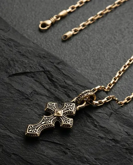 Krzyż INITIUM ET FINIS (żółte złoto) 5