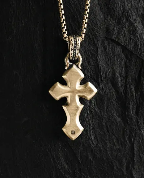 Krzyż INITIUM ET FINIS (żółte złoto) 4