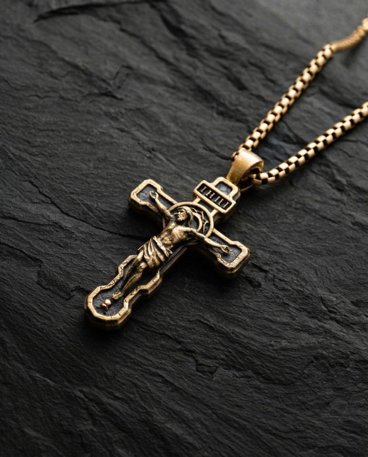 Krzyż FILIUS UNIGENITUS DEI (żółte złoto) 3