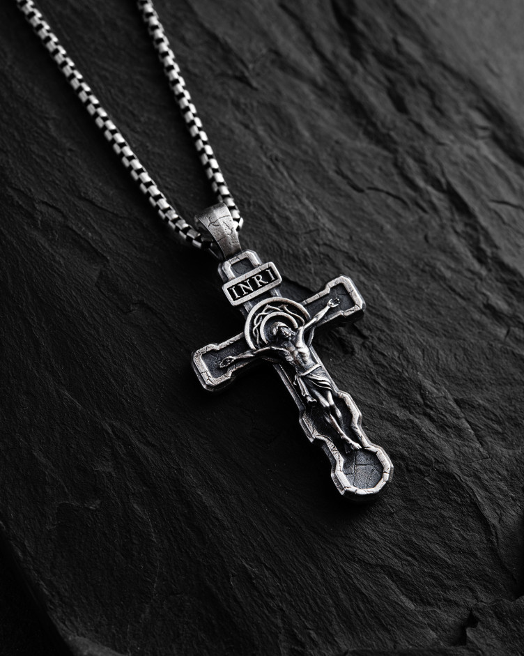 Silver cross FILIUS UNIGENITUS DEI. INRI 2