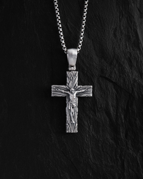 Srebrny krzyż CHRIST CRUCIFIX. SALVATION