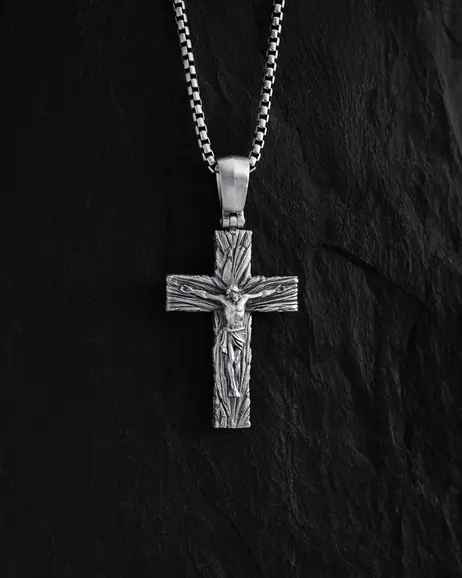 Srebrny krzyż CHRIST CRUCIFIX. SALVATION