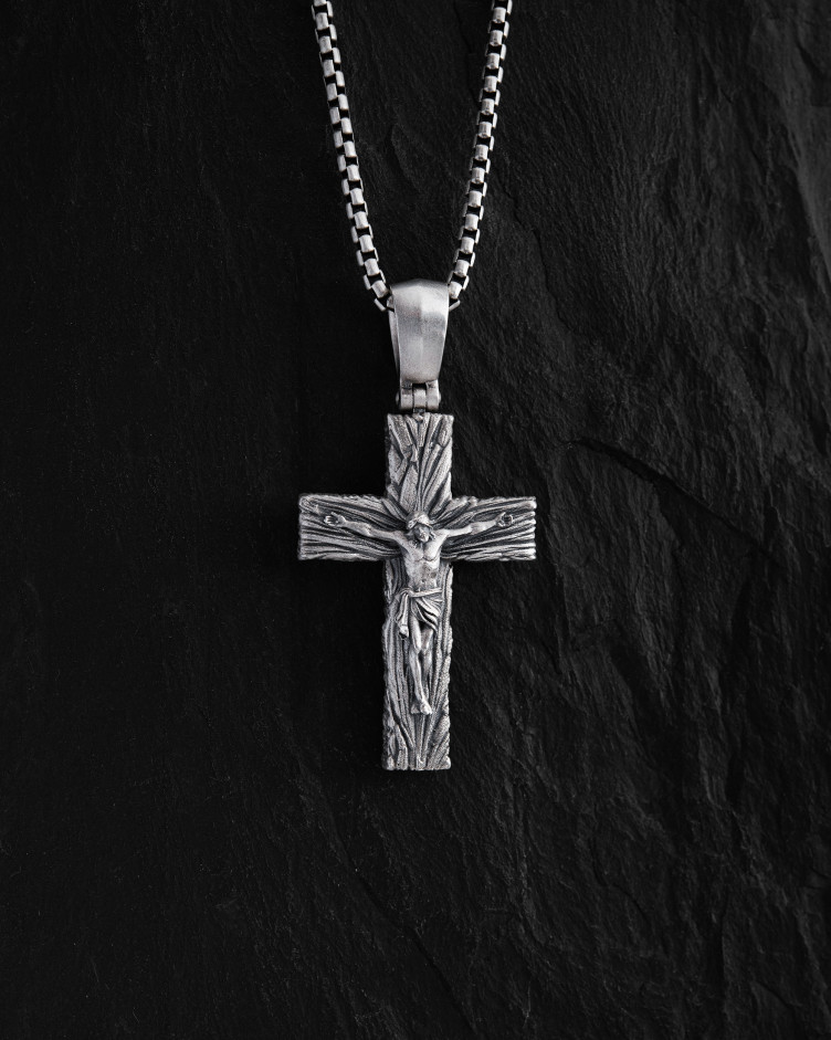 Srebrny krzyż CHRIST CRUCIFIX. SALVATION