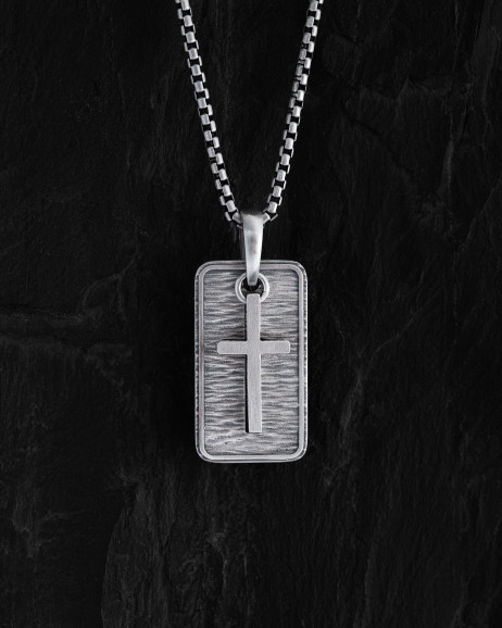 Silver pendant OUR FATHER with a cross 2