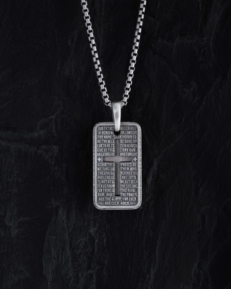 Silver pendant OUR FATHER with a cross 3
