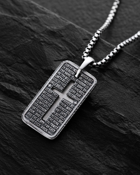 Silver pendant OUR FATHER with a cross 4