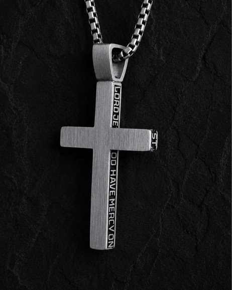 Srebrny krzyż JESUS PRAYER 7