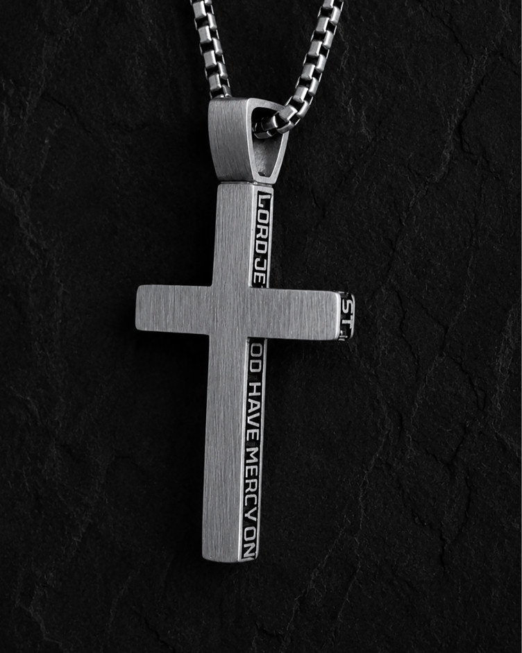 Srebrny krzyż JESUS PRAYER 7