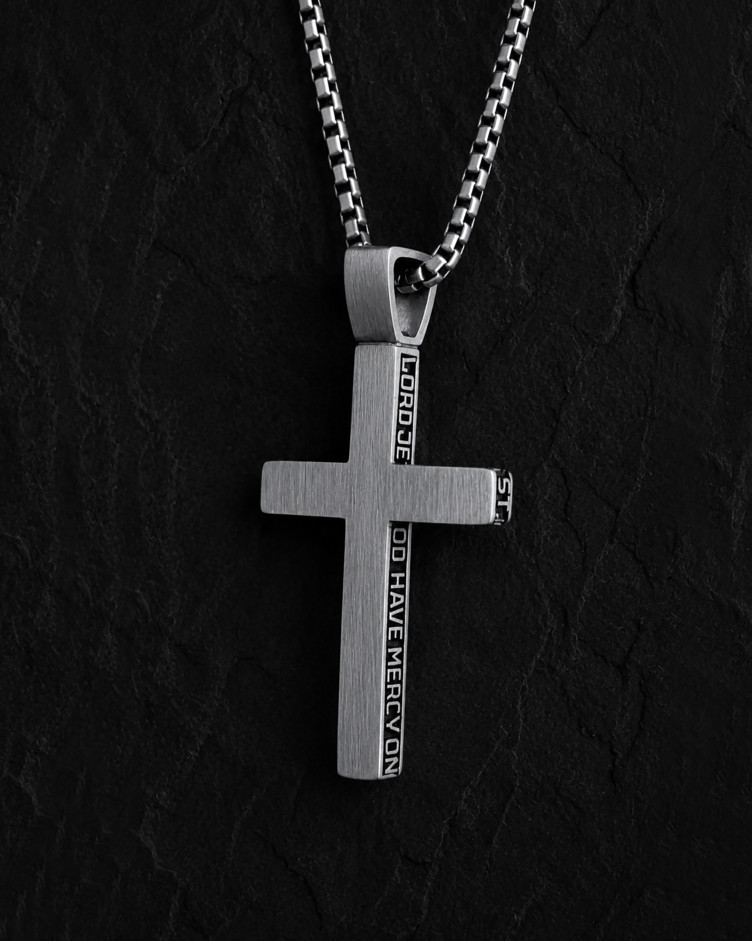 Srebrny krzyż JESUS PRAYER