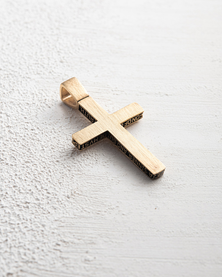 Krzyż JESUS PRAYER (żółte złoto) 2