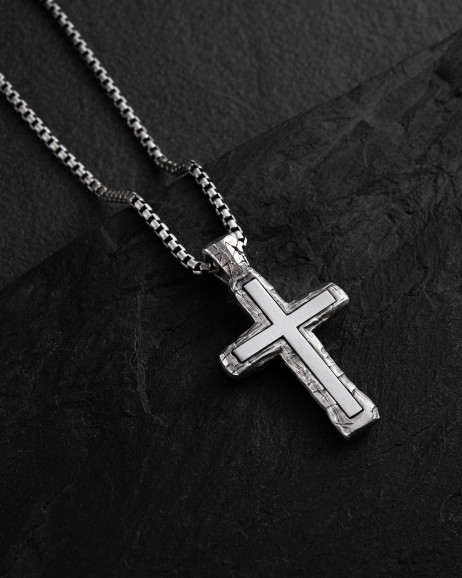 Srebrny krzyż GOD PROTECT YOU