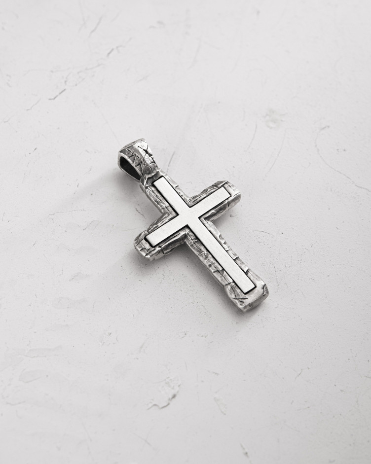 Srebrny krzyż GOD PROTECT YOU 4