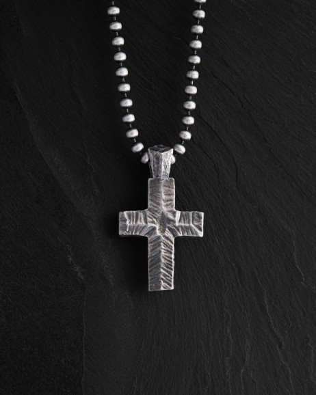 Srebrny krzyż INVICTUS (wstawka z żółtego złota 14k) 2