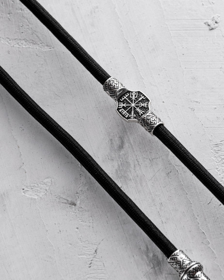 Jedwabny sznurek VEGVISIR. SVARGA ze srebrnymi wstawkami