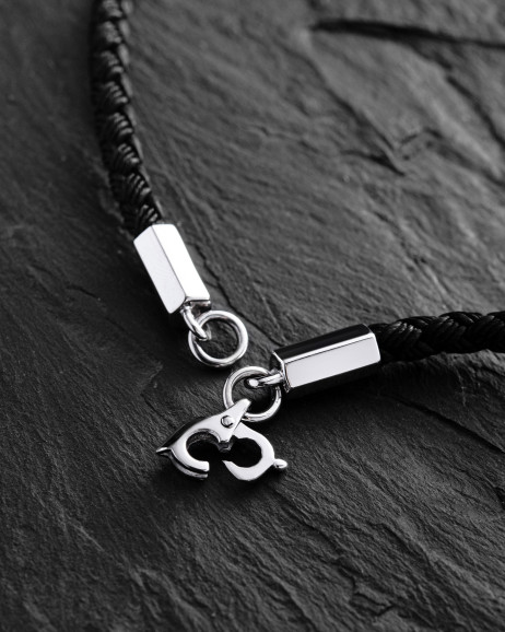 Jedwabny sznurek FACET z wstawkami z białego złota 14k 2