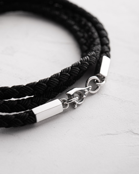 Jedwabny sznurek FACET z wstawkami z białego złota 14k 4