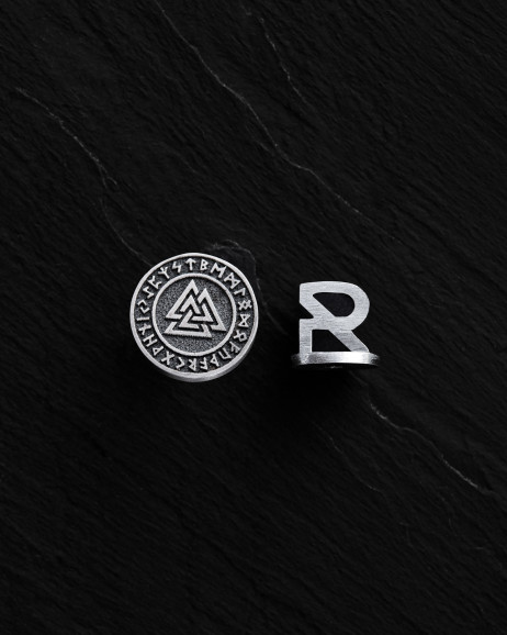 Srebrny mono - kolczyk VALKNUT. RUNES