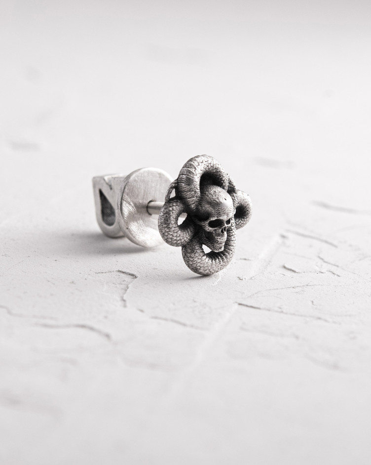 Srebrny mono - kolczyk MORTE SERPENS 3