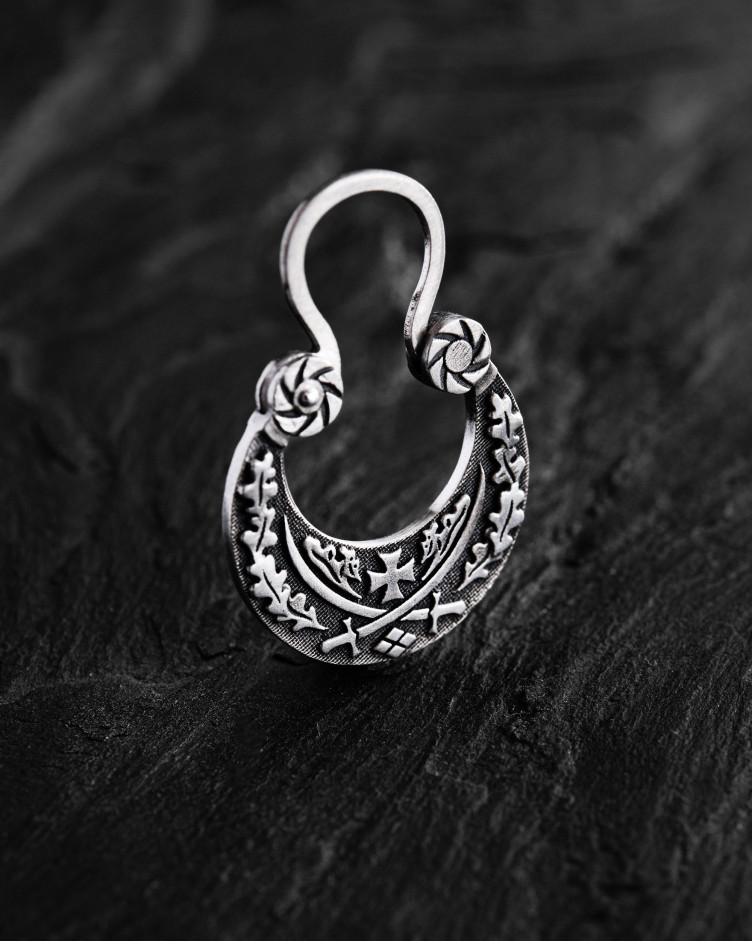 Srebrny mono - kolczyk SZABLE