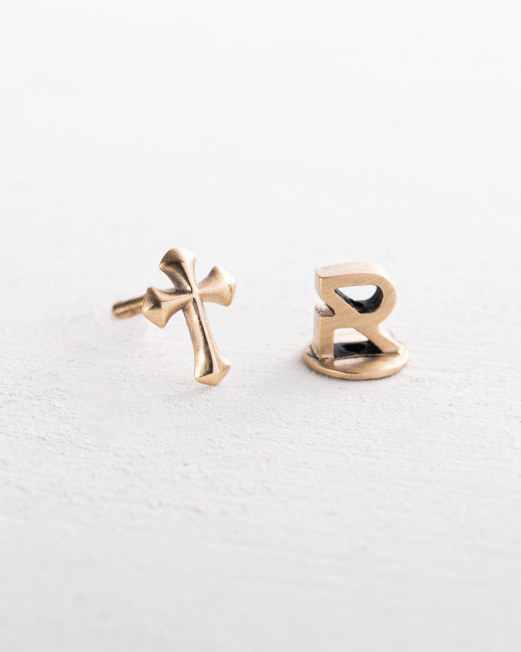 Mono-kolczyk CROCETTA (żółte złoto) 3