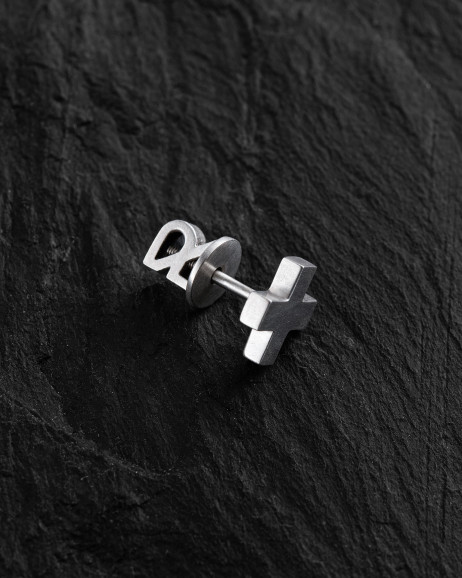 Silver single earring STAVROS 2