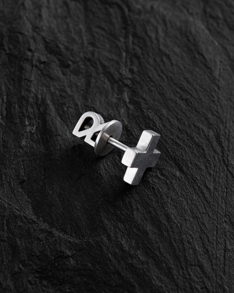 Silver single earring STAVROS 2