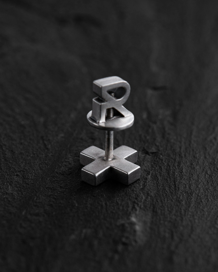 Silver single earring STAVROS 3