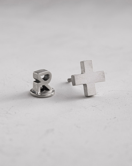 Silver single earring STAVROS 4