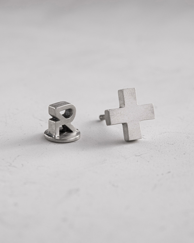 Silver single earring STAVROS 4