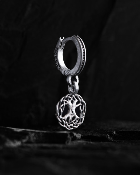 Srebrny pojedynczy kolczyk YGGDRASIL TREE OF LIFE 2