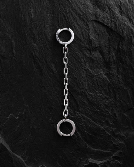 Srebrny pojedynczy kolczyk CHAIN (na dwa przekłucia) 2