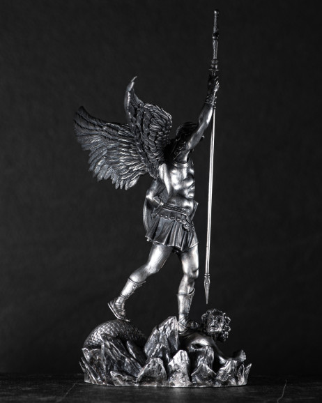 Srebrna figura ręcznie robiona ŚW. MICHAŁA ARCHANIOŁA 4