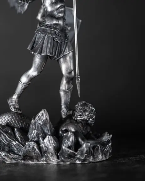 Srebrna figura ręcznie robiona ŚW. MICHAŁA ARCHANIOŁA 7