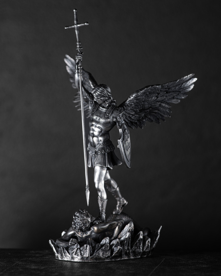 Srebrna figura ręcznie robiona ŚW. MICHAŁA ARCHANIOŁA 2