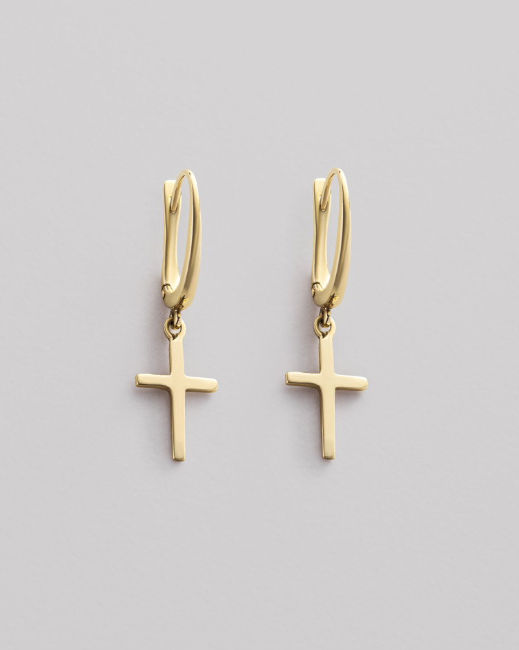Earrings CROSS (14k yellow gold)