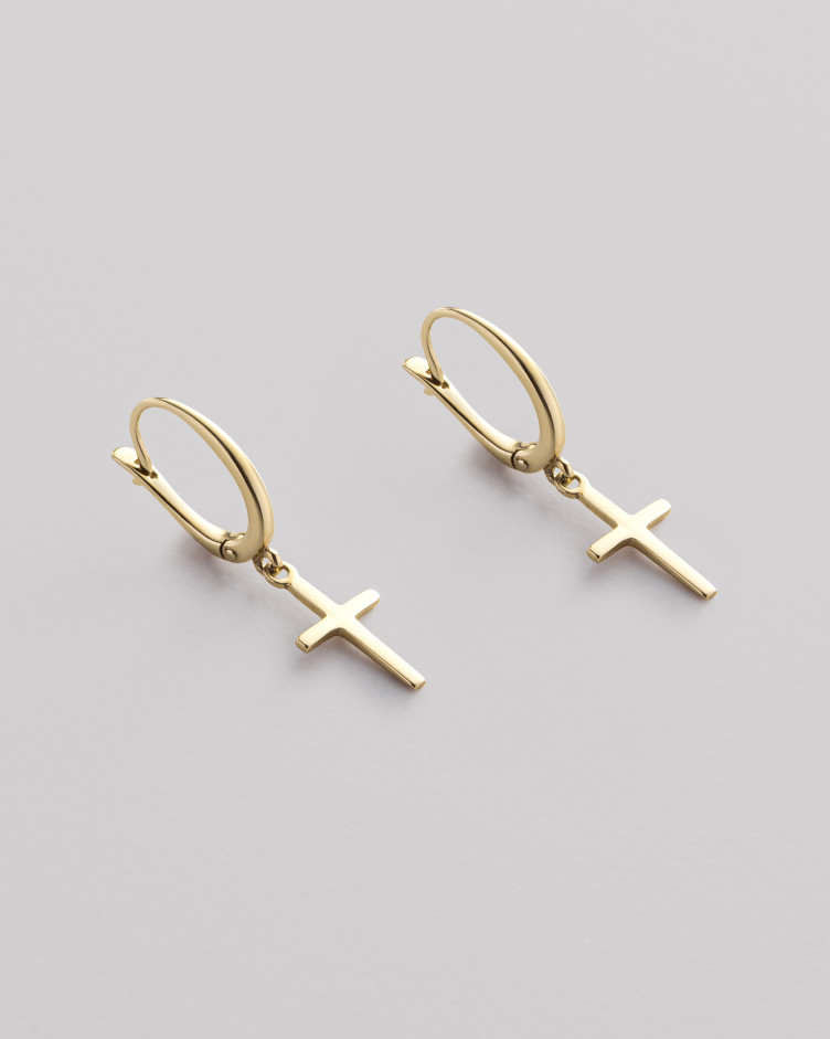 Earrings CROSS (14k yellow gold) 2