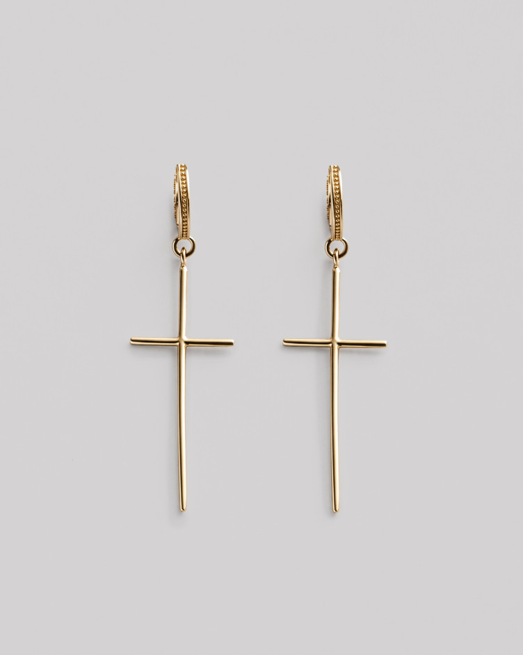 Kolczyki CROSS (żółte złoto) 4