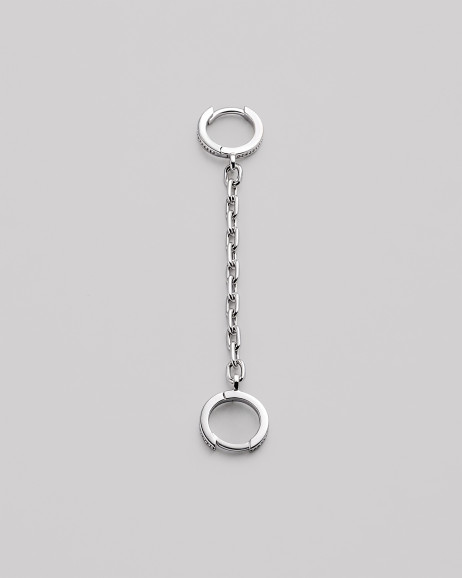 Srebrny pojedynczy kolczyk CHAIN (na dwa przekłucia) 2