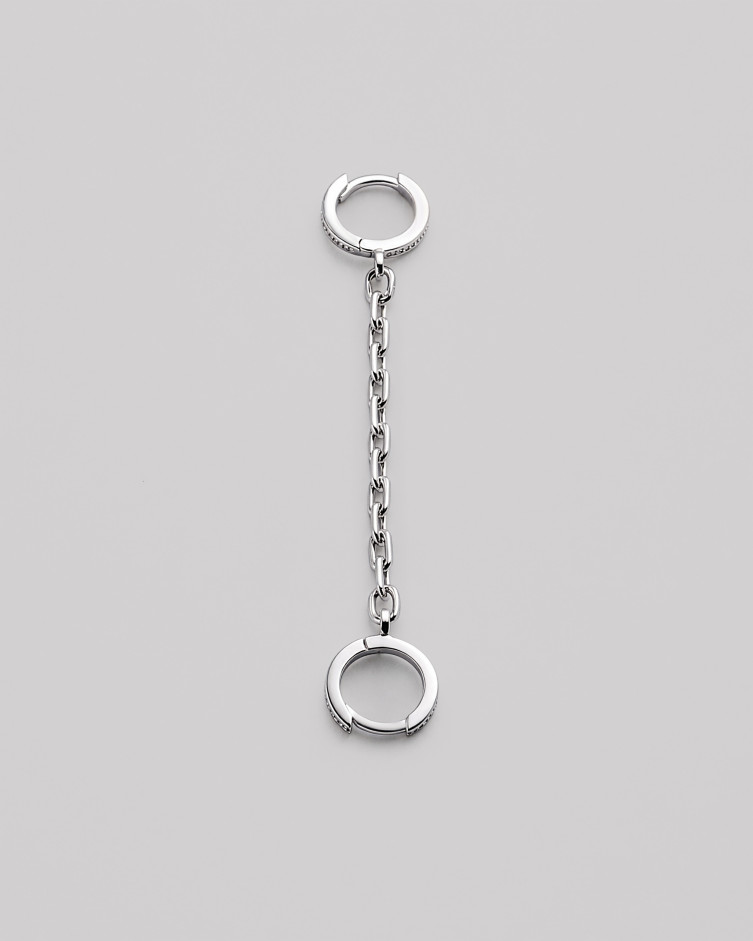 Srebrny pojedynczy kolczyk CHAIN (na dwa przekłucia) 2